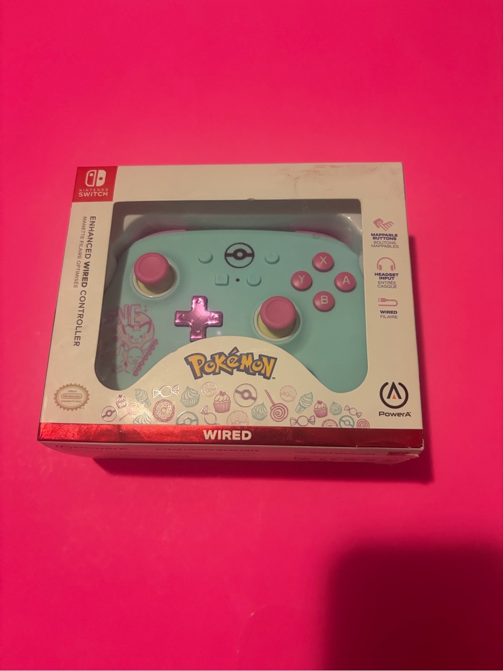 Wired Pokémon Edition Nintendo Switch Controller - Mint & Pink